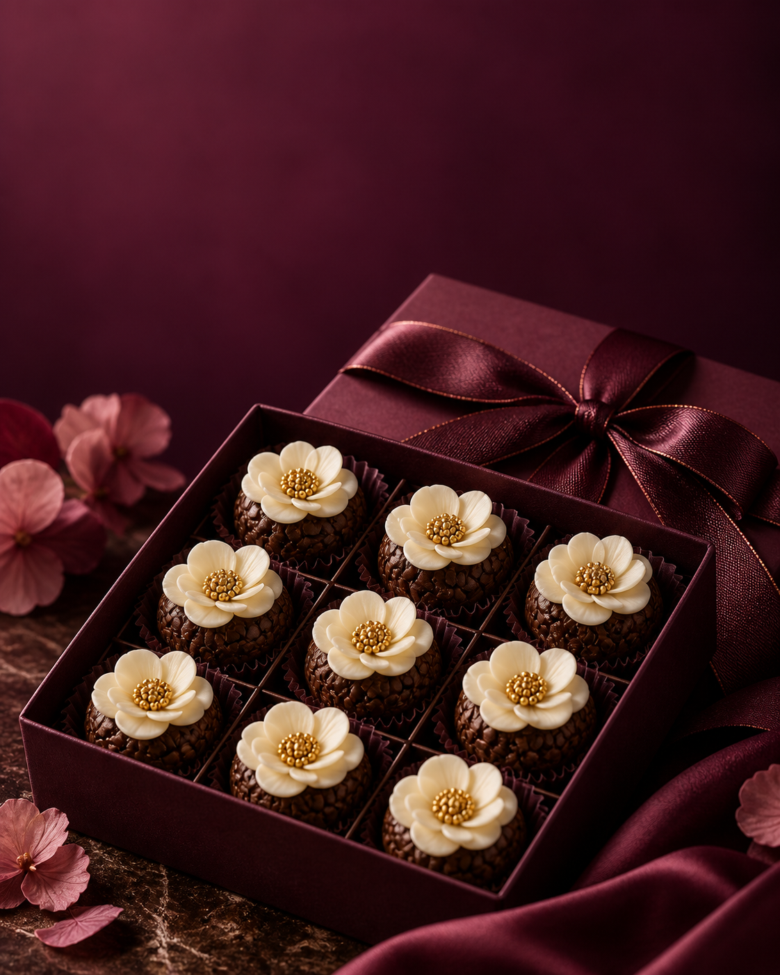 Caixa presenteável de Brigadeiros Florais